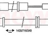 Cablu, frana de parcare OPEL CORSA A TR (91_, 92_, 96_, 97_), OPEL CORSA A hatchback (93_, 94_, 98_, 99_), VAUXHALL NOVA hatchback - BENDIX 431252B