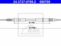Cablu, frana de parcare OPEL CORSA C (F08, F68) (2000 - 2009) ATE 24.3727-0769.2 piesa NOUA