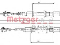 Cablu, frana de parcare OPEL KADETT E Cabriolet (43B_), OPEL ASTRA F (56_, 57_), OPEL ASTRA F Cabriolet (53_B) - METZGER 11.5854