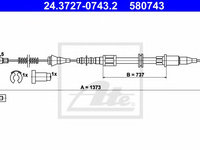 Cablu, frana de parcare OPEL TIGRA (95_) (1994 - 2000) ATE 24.3727-0743.2