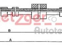 Cablu, frana de parcare PEUGEOT 306 hatchback (7A, 7C, N3, N5), PEUGEOT 306 limuzina (7B, N3, N5) - METZGER 10.6025
