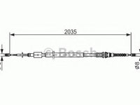 Cablu, frana de parcare PEUGEOT 307 CC (3B) (2003 - 2020) BOSCH 1 987 477 598