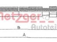 Cablu, frana de parcare PEUGEOT 405 Estate (15E), PEUGEOT 405 Mk II Estate (4E), PEUGEOT 405 (15B) - METZGER 11.609