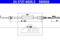 Cablu, frana de parcare PEUGEOT 406 (8B) (1995 - 2005) ATE 24.3727-0826.2 piesa NOUA