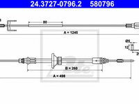 Cablu, frana de parcare RENAULT TRAFIC II platou / sasiu (EL) (2001 - 2020) ATE 24.3727-0796.2