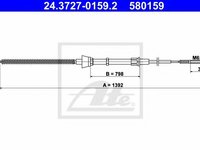 Cablu, frana de parcare SEAT AROSA (6H) (1997 - 2004) ATE 24.3727-0159.2 piesa NOUA