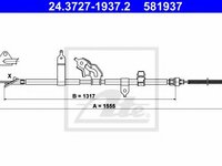 Cablu, frana de parcare TOYOTA YARIS/VITZ (SCP9_, NSP9_, KSP9_, NCP9_, ZSP9_) (2005 - 2020) ATE 24.3727-1937.2