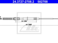 Cablu, frana de parcare VW EOS (1F7, 1F8) (2006 - 2020) ATE 24.3727-2708.2