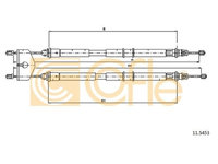 Cablu frana mana Ford Fiesta 4 (Ja, Jb), Fiesta 5 (Jh, Jd), Fusion (Ju), Mazda 2 (Dy) Cofle 115453, parte montare : spate