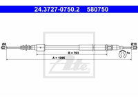 Cablu frana mana Opel Corsa C (F08, F68), Tigra Twintop, Ate 24372707502, parte montare : Stanga, Spate