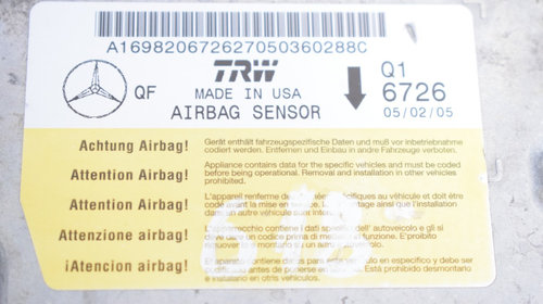 Calculator airbag Mercedes A Class W169 A1698206726 618