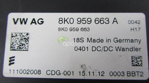 Calculator Baterie 8K0959663 A toata gama Audi