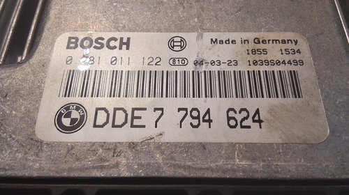 Calculator ECU BMW 320 E46 2.0 Motorina 2001, 7794624 / 0 281 011 122 / 0281011122