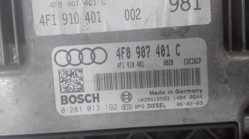 Calculator ecu motor Audi A6 2.7 tdi cod 4F0907401C cod bosch 0281013192