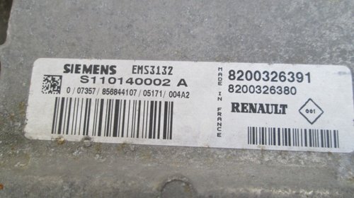 Calculator ECU Siemens S110140002A / 8200326391 Renault Symbol 1.4 benzina 55kw 75cp K7J-A7 2005 2006 2007