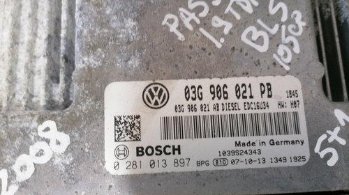Calculator ECU Volkswagen Passat 1.9 TDI BLS 105 cp 5+1: 03G906021 [Fabr 2005-2013]