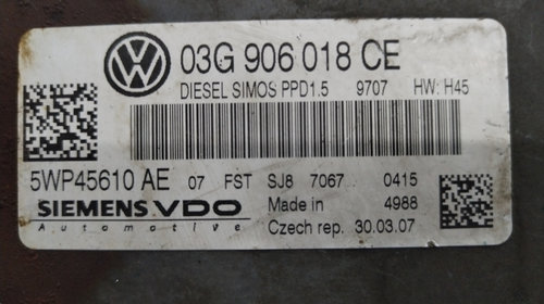 Calculator ECU Volkswagen Passat B6 2.0 Motorina 2006, 03G906018CE