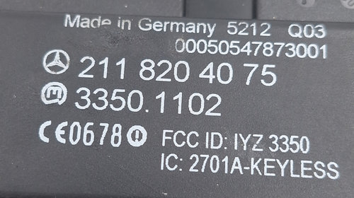 Calculator / Modul Keyless Kessy Mercedes-Benz CLS (C219) 2004 - 2011 Benzina 2118204075, 33501102, 211 820 40 75, 3350.1102, 00050547873001, 5212Q03