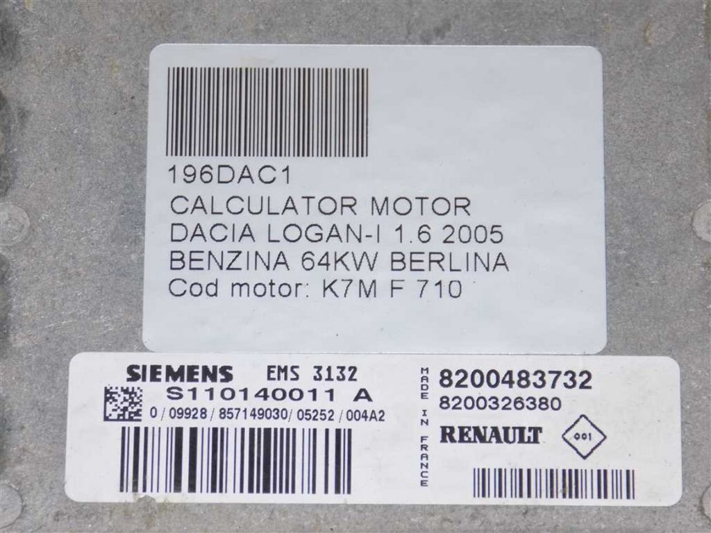 CALCULATOR MOTOR DACIA LOGAN 1.6i AN 200
