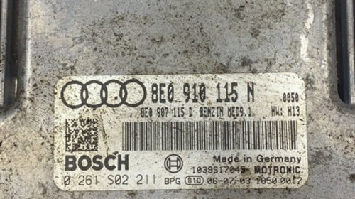 Calculator motor ECU Audi A4 B7 2.0 tfsi cod 8E0 910 115 N / cod BOSCH 0 261 S02 211