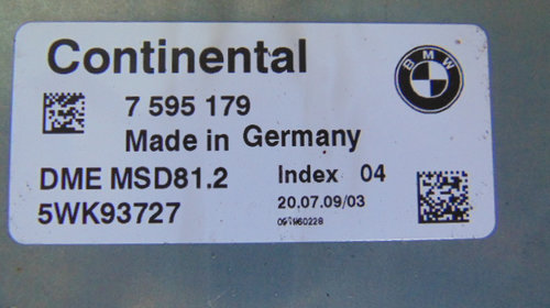 CALCULATOR MOTOR ECU BMW SERIA 3 E90 2009 2.0I N43B20A 7595179