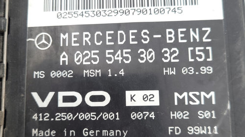 Calculator Motor / ECU Mercedes-Benz A-CLASS (W168) 1997 - 2004 Benzina A02554530325, 02554530325, 412250005001, FD99W11, A1661401500