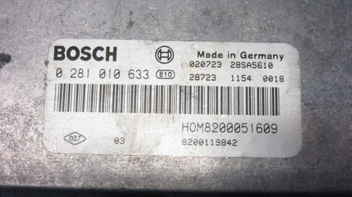 Calculator motor ECU NISSAN PRIMASTAR 1.9 motorina BOSCH serie - cod HOM8200051609 - 0281010633