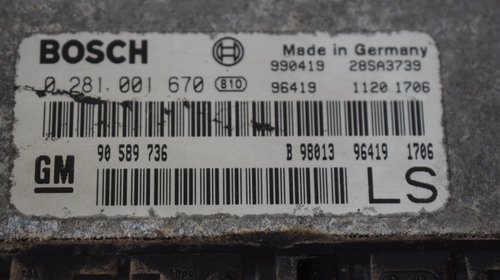 Calculator motor Ecu Opel Astra G 1.7 DTI 0281001670 90589736 332