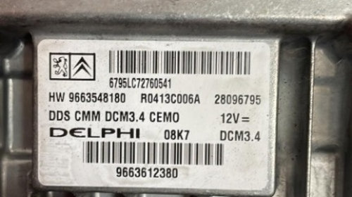Calculator Motor ECU Peugeot 407 2.0 hdi cod 9663612380 DCM3.4 12V 9663548180