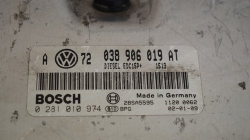 Calculator motor Ecu VW Golf 4 1.9 AXR 038906019AT 346