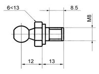 Cap echilibror haion bolt cu cap bila M8 set 2 bucati pentru amortizor, lungime filet 8.5mm , 12x13mm