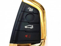 Carcasa cheie compatibil BMW smart 3+1 buton Golden/Black