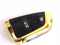 Carcasa cheie compatibil BMW smart 3 butoane negru cu auriu