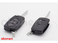 Carcasa Cheie Contact Pentru Audi A3 / A6 / A8, 3 Butoane, Cu Cheie Akonen 004AD010