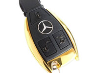 Carcasa Cheie Mercedes Benz 3 But Model Auriu CME 031