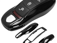 Carcasa Cheie Porsche Cayenne 2 92A 2011-2015 Set 3 Buc Negru Piano