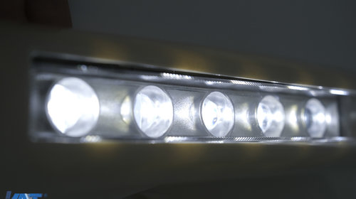 Carcasa faruri cu Lumini de zi dedicate LED DRL compatibil cu Mercedes G-class W463 (1989-2012) G65 Design Crom