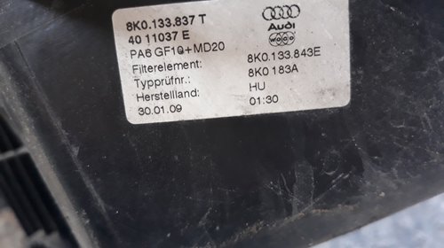 Carcasa filtru aer Audi A4 B8 2.0 TDI motor CAG cod 8K0133837T