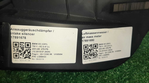 Carcasa filtru aer BMW X3 G01 3.0 D Cod 8620985