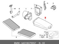 CARCASA FILTRU habitaclu (polen) - STANGA original 64318379957 , 8379957 BMW 7' sedan E65 E66 E67