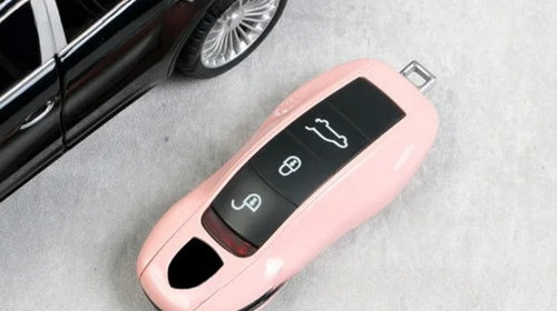 Carcasa protectie cheie Porsche Cayenne Panamera Boxster Macan 911 roz deschis