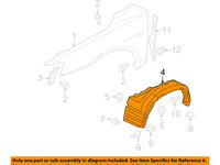 Carenaj roata Mitsubishi Lancer (Cy0) Sedan motorizare 1.6 si 1.8 , 03.2007-, Fata dreapta , material polietilena, 5370A636