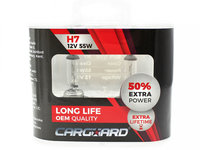 Carguard Set De 2 Becuri Halogen H7 55W +50% Intensitate Long Life BHA014
