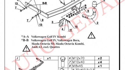 Carlig remorcare Audi A3 8L 1996-2003 COD:W/018