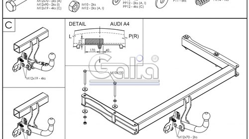 Carlig Remorcare Audi A4 2008-2015 (demontabil), Omologat RAR/EU, Garantie 60 Luni