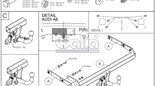 Carlig Remorcare Audi A6 2011- (demontabil automat orizontal), Omologat RAR/EU, Garantie 60 Luni