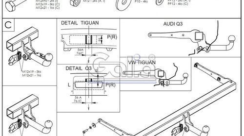 Carlig Remorcare Audi Q3 2011 - 2018 demontabil automat orizontal, Omologat RAR/EU, Garantie 60 Luni