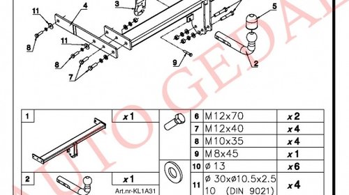 CARLIG REMORCARE AUDI Q3 8U 2011-prezent COD:A31S