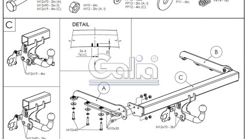 Carlig Remorcare Chrysler Voyager 2001-2008 (Galia), Omologat RAR/EU, Garantie 60 Luni