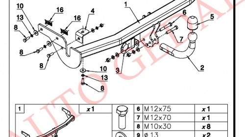 CARLIG REMORCARE CITROEN C3 PICASSO 2009-2017 COD:C/032